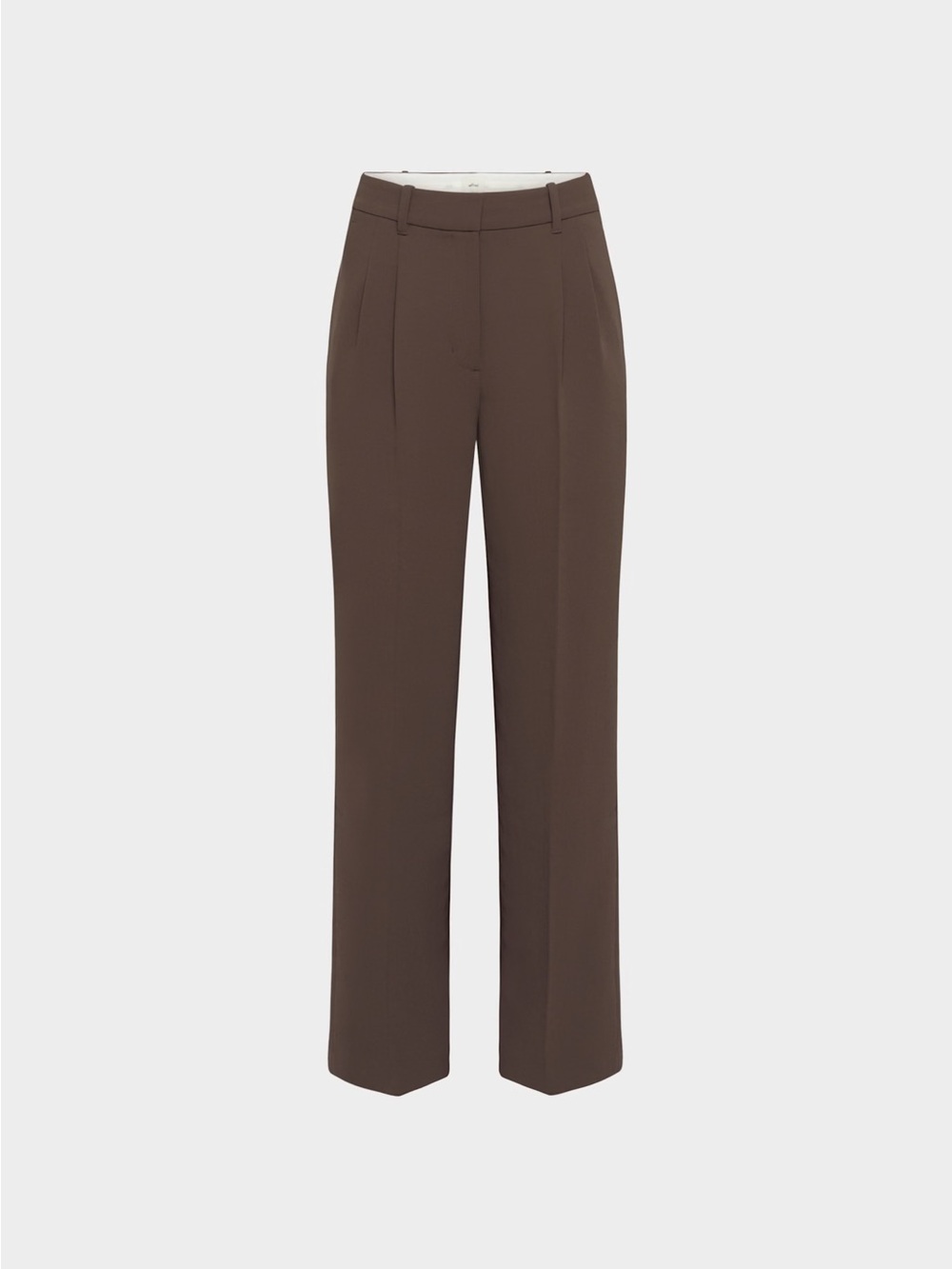 Aritzia Brown High-Waist Straight Trousers